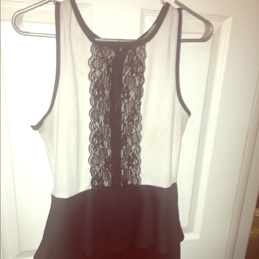 Black and white Boutique lace peplum dress